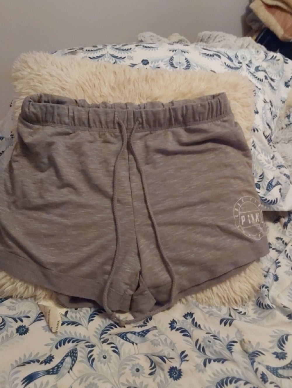 PINK Victoria's Secret Heather Gray Drawstring Athletic Shorts